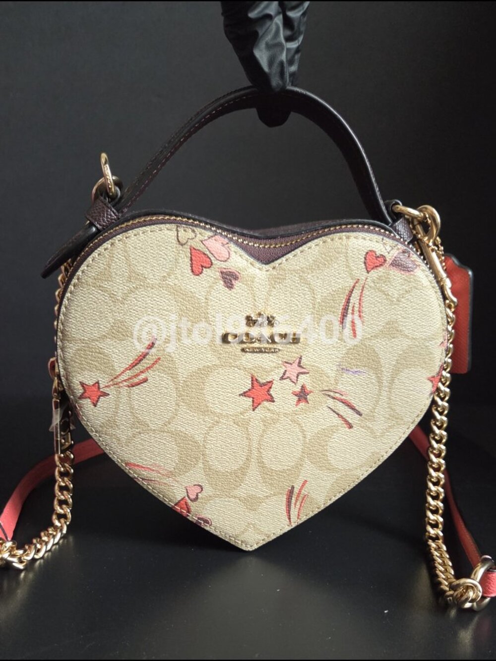 Coach Heart Crossbody In Signature Canvas With Shooting Stars Print